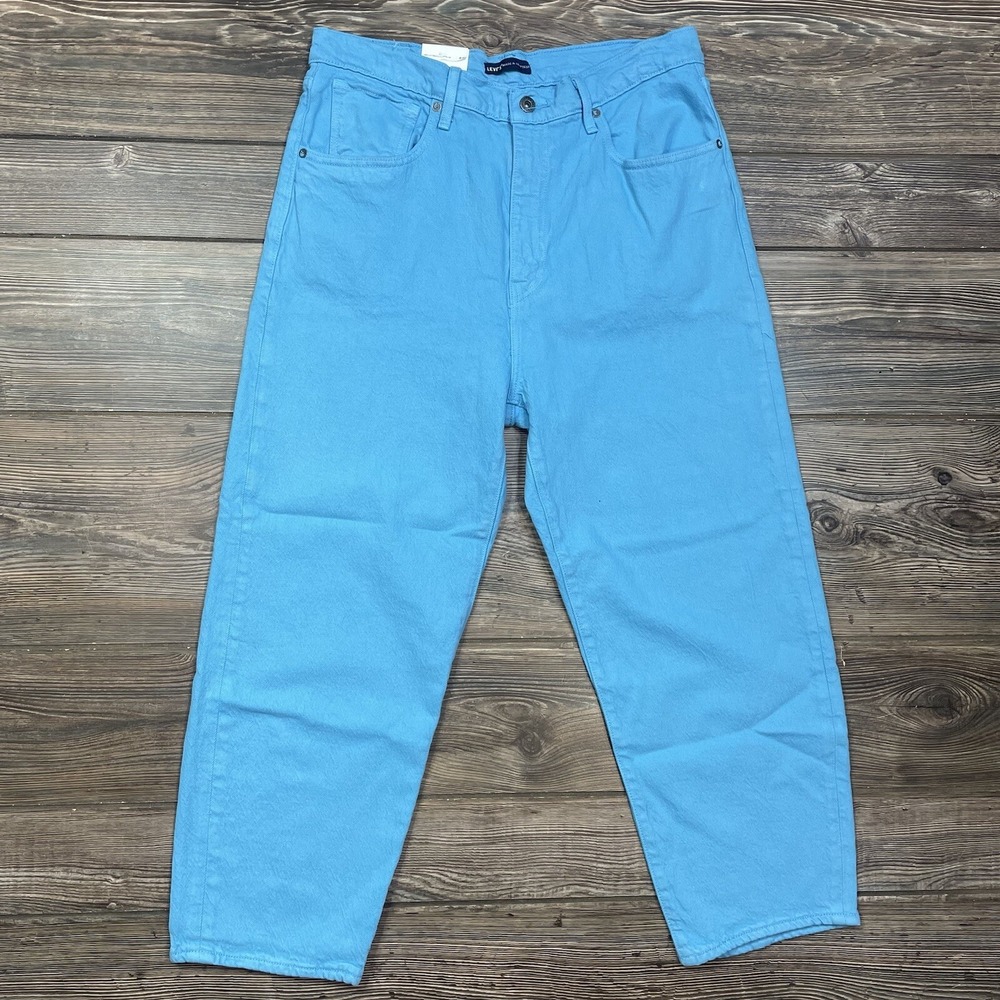 Levi's Made & Crafted Women's Barrel Crop Jeans Organic Cotton Teal Size 30 NWT